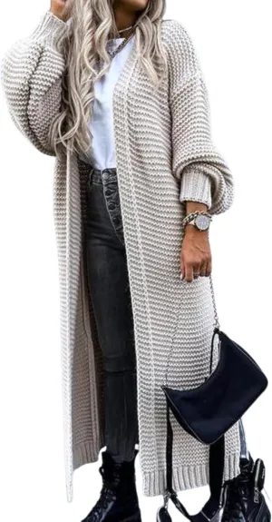 Womens Extra Long Cardigan Oversized Batwing Long Sleeve Open Front Sweaters Casual Fashion Chunky Waffle Knit Outwear