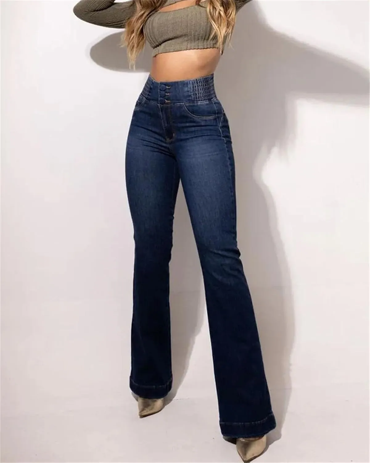 Womens High Waist Stretch Flare Jeans Fashion Skinny Bell Bottomvintage Y2K Long Denim Pants Streetwear