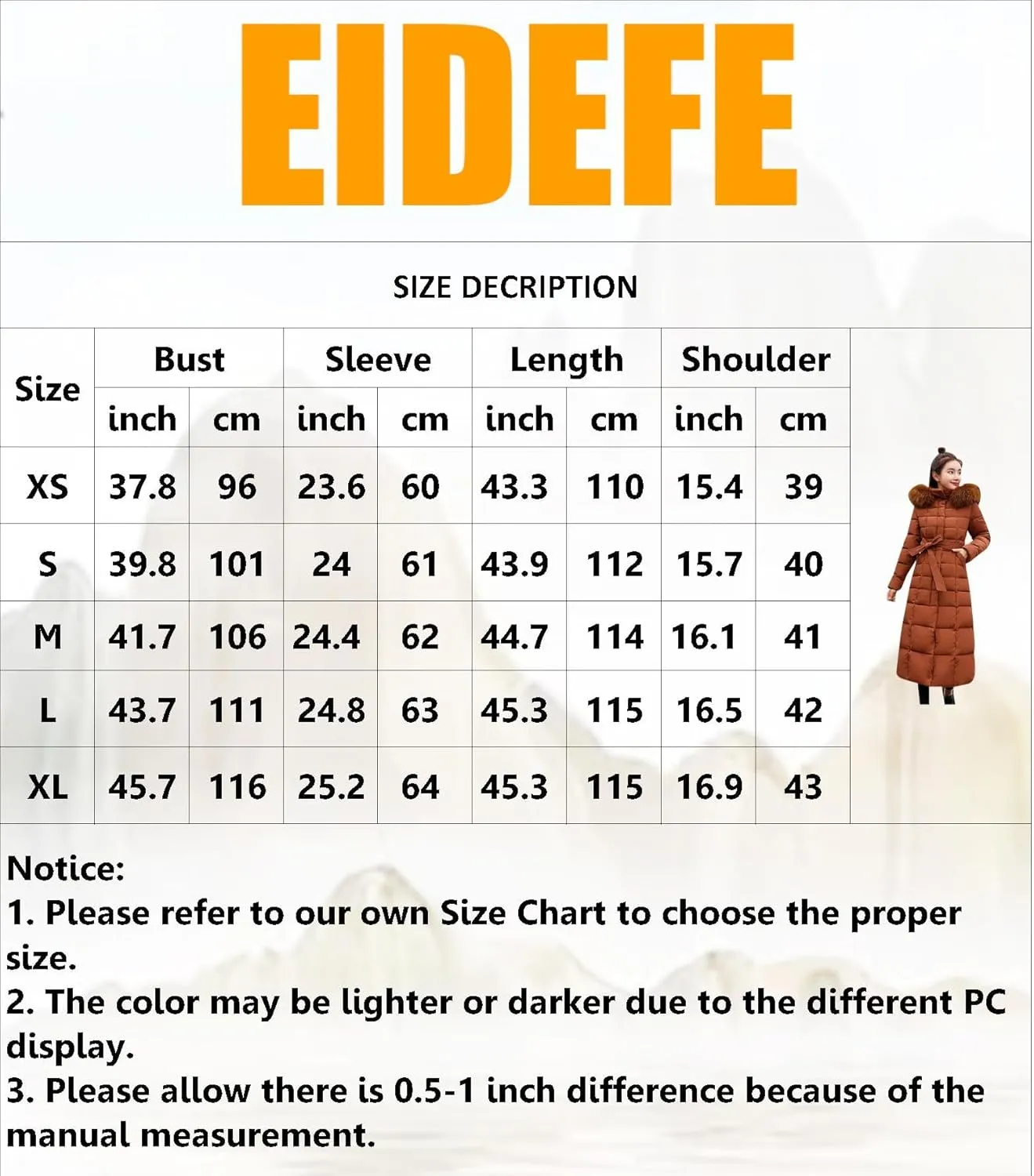 Women's Maxi Pockets Long Down Jacket Long Sleeve Padded Puffer Jacket Winter Belted Faux Fur Hood Coat