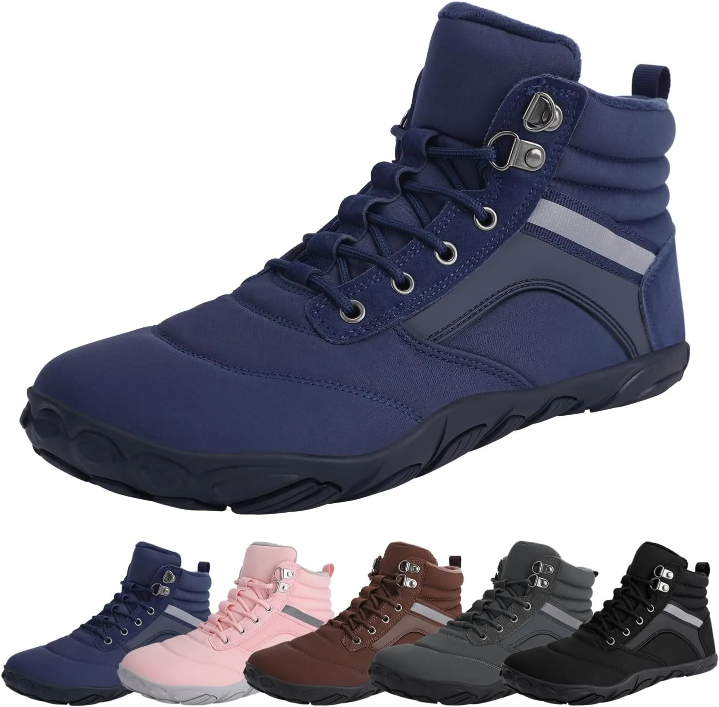 Womens Mens Winter Barefoot Boots Warm Minimalist Wide Toe Box Snow Boots Zero Drop Sole Outdoor Water Resistant Ankle Booties