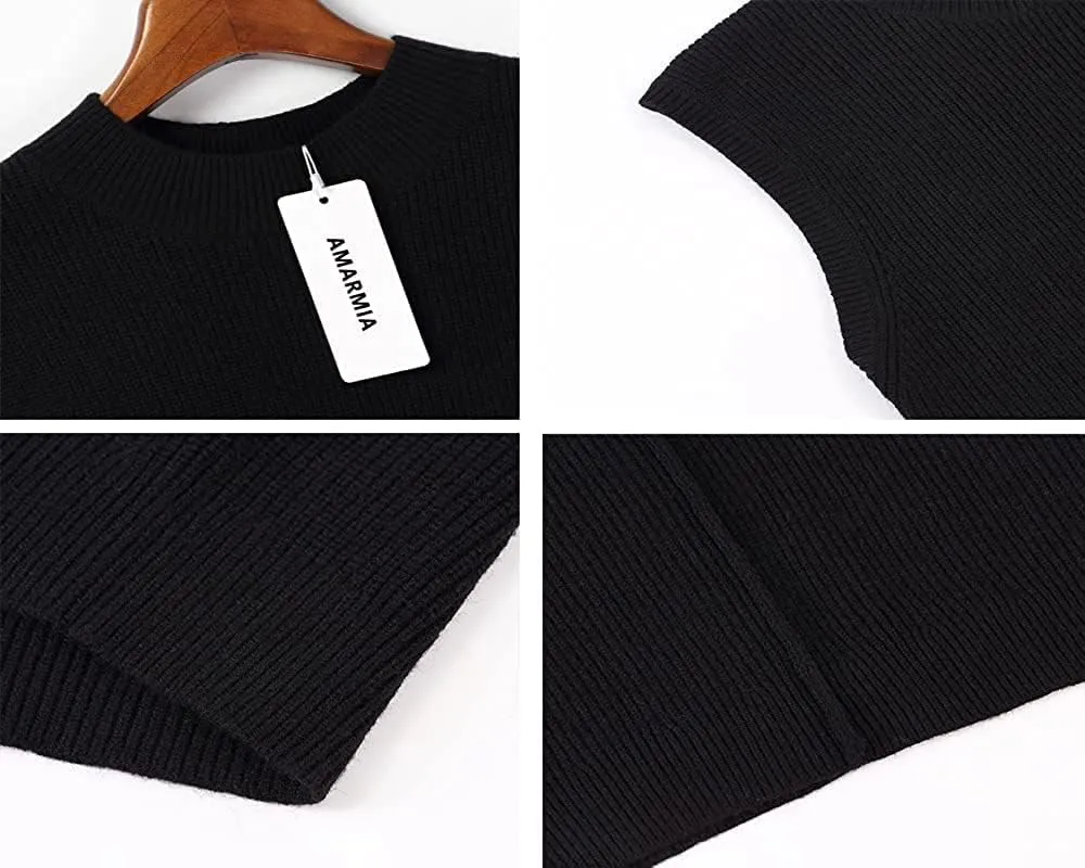 Women's Mock Neck Knit Sweater Vest Sleeveless Casual Trendy Summer Ribbed Pullover Tank Tops