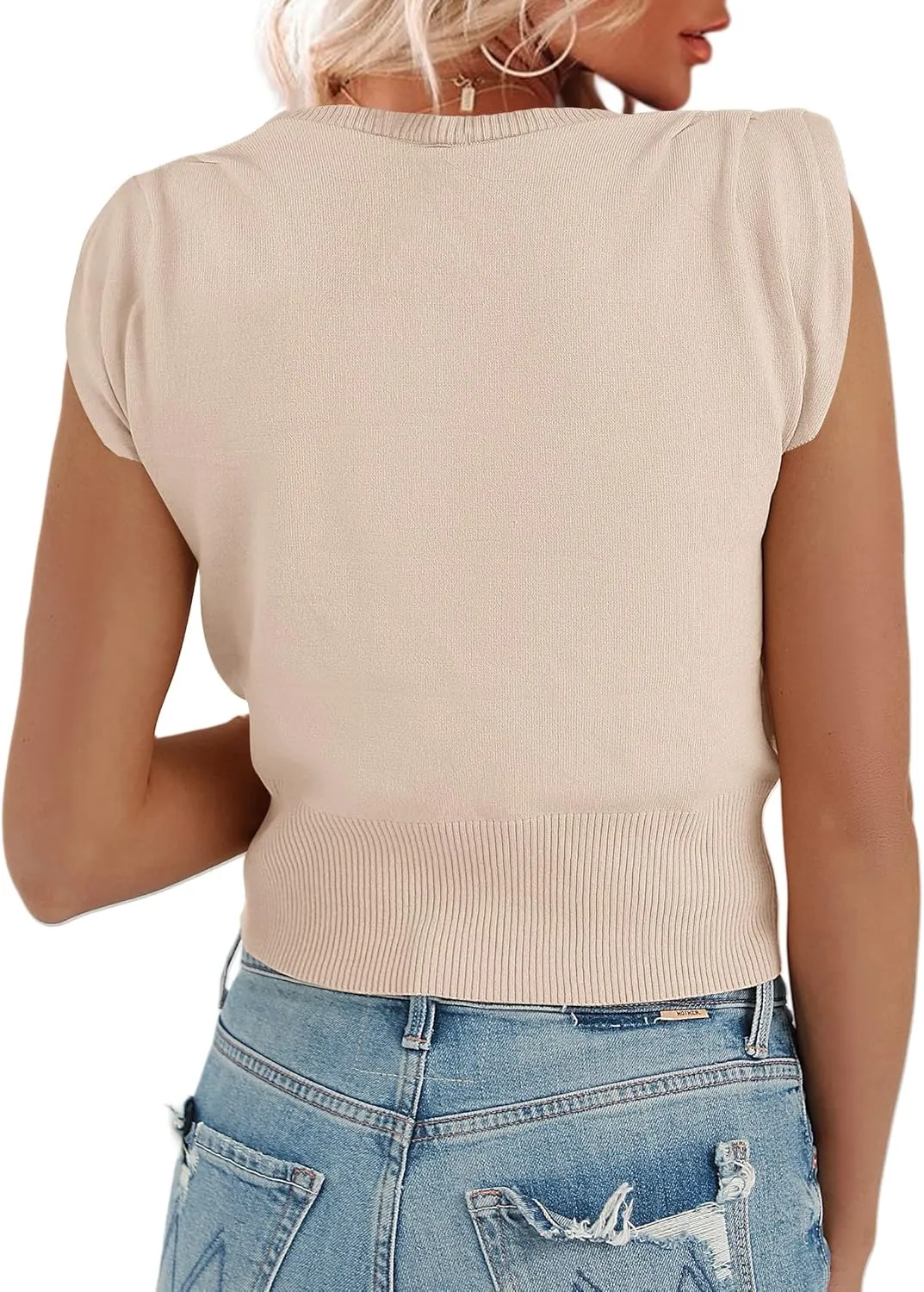 Womens Mock Neck Twist Front Knit Sweater Vest Sleeveless Ribbed Slim Fit Solid Soft Sexy Trendy Pullover Tank Tops