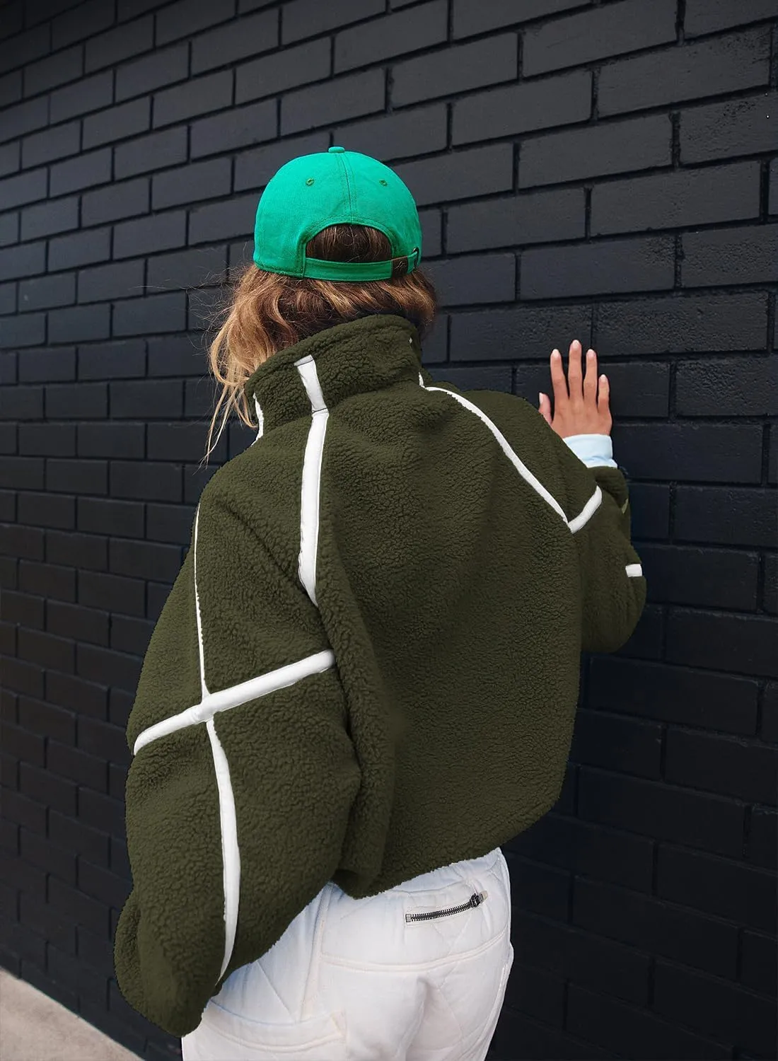 Women's Oversized Fleece Sweatshirt Long Sleeve Half Zip Sherpa Hoodie Fleece Pullover Top With Pockets