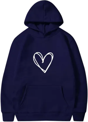 Womens Oversized Hoodie Long Sleeve Love Heart Graphic Preppy Sweatshirt Lightweight Thin Pullover Tops Fall 2024