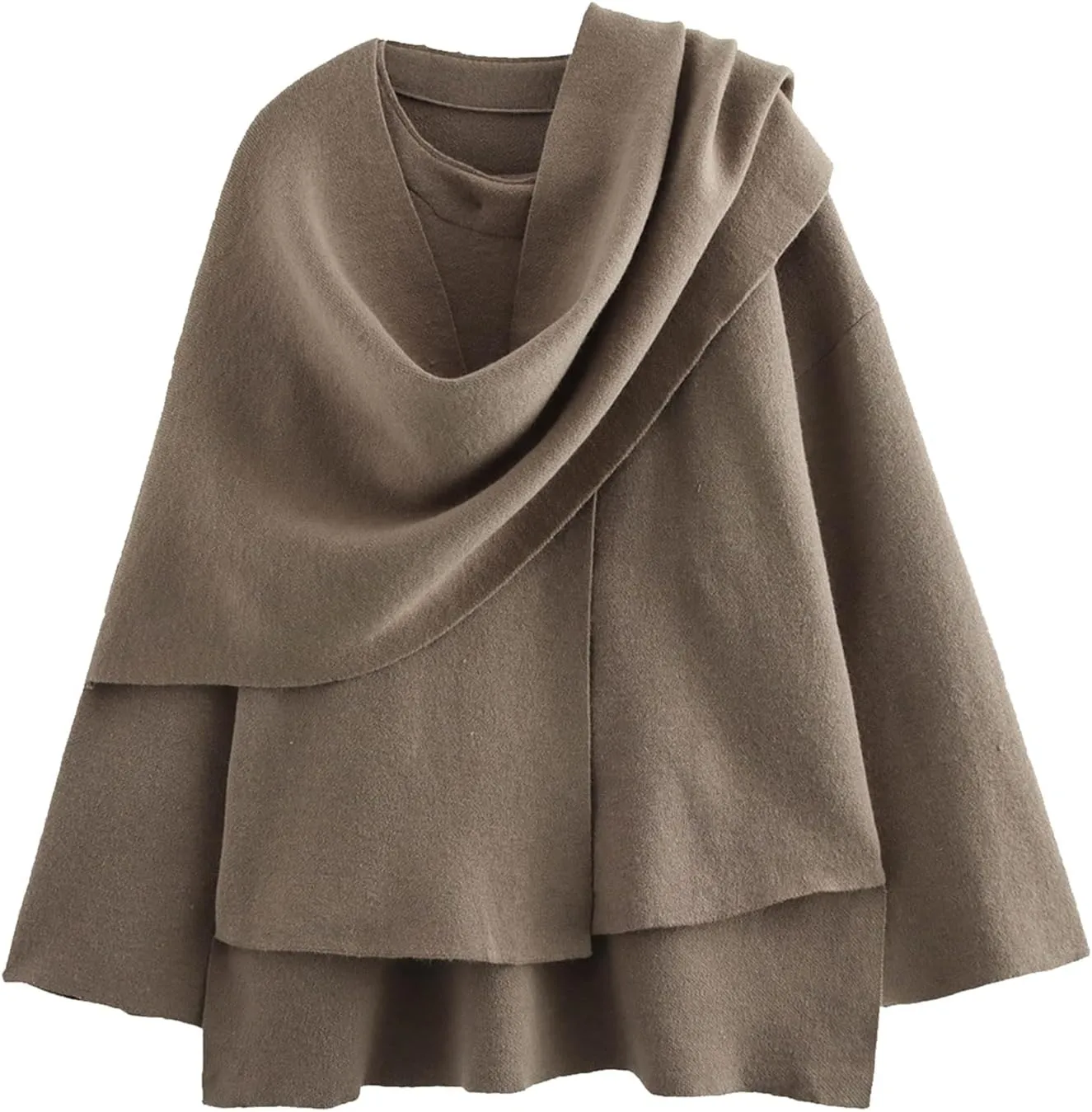 Womens Oversized Scarf Jacket Wool Blend Coat Long Sleeve Button Wool Coats Overcoats