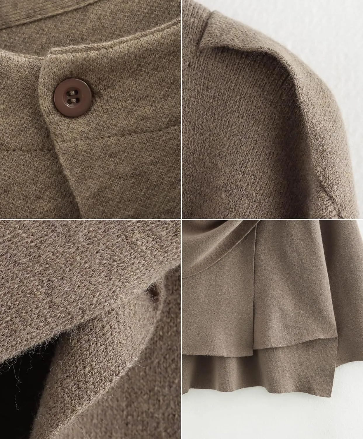 Womens Oversized Scarf Jacket Wool Blend Coat Long Sleeve Button Wool Coats Overcoats