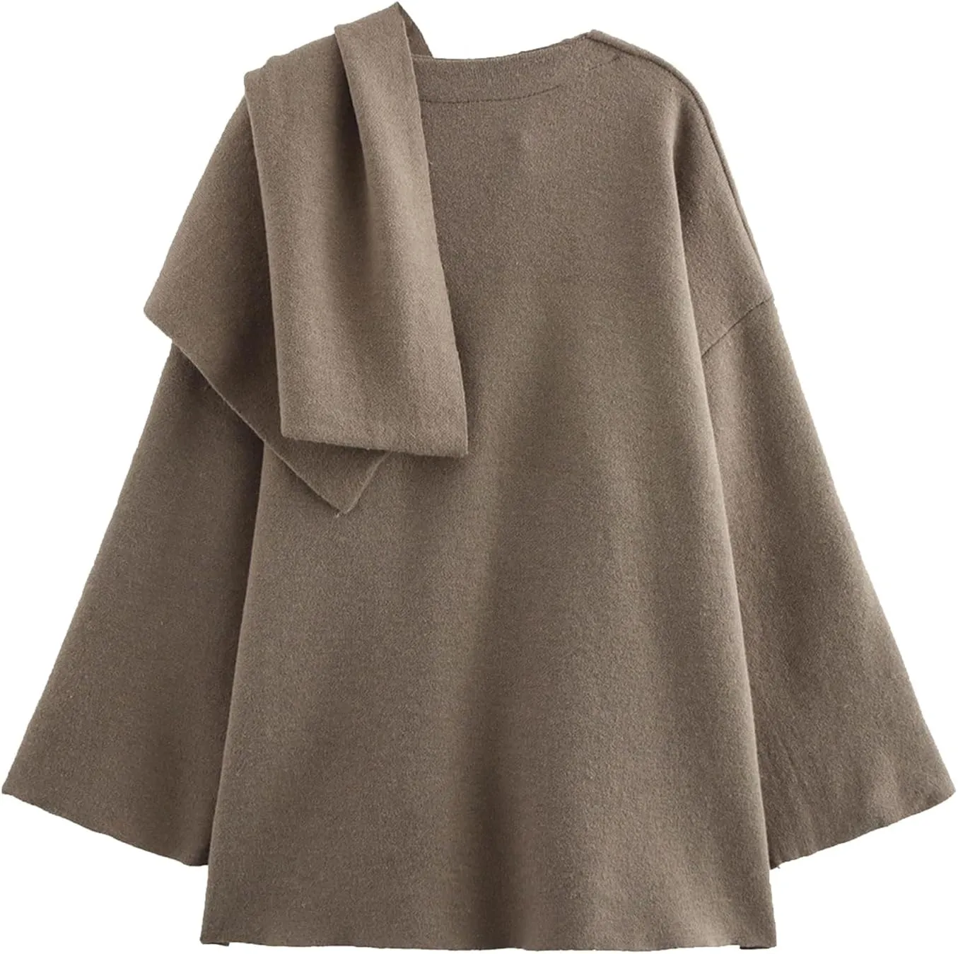 Womens Oversized Scarf Jacket Wool Blend Coat Long Sleeve Button Wool Coats Overcoats
