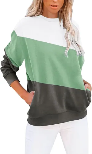Womens Oversized Sweatshirts Fall Crewneck Long Sleeve Pullover Sweatshirt Trendy Lightweight Outdoors Tops