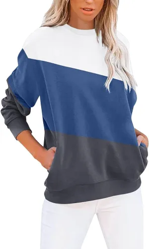 Womens Oversized Sweatshirts Fall Crewneck Long Sleeve Pullover Sweatshirt Trendy Lightweight Outdoors Tops