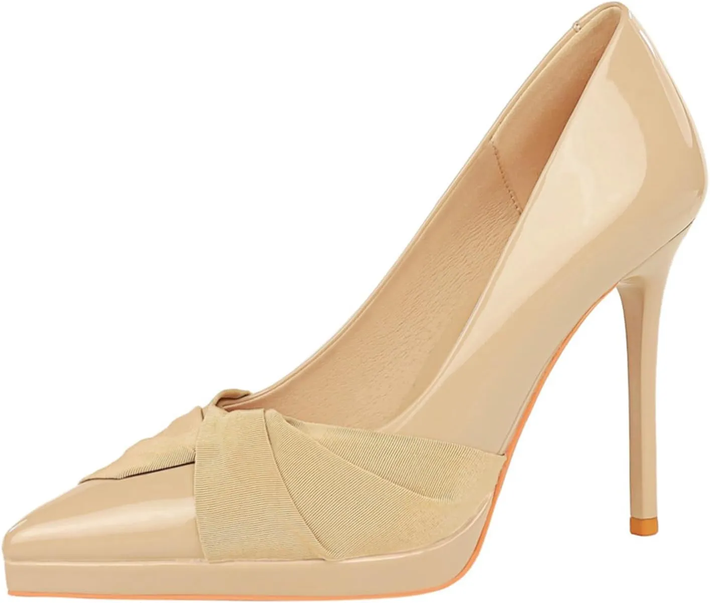Women's Patent Leather Stylish Pointed Toe High Heel Pumps Elegant Bow Slip On Stiletto Party Wedding Pumps