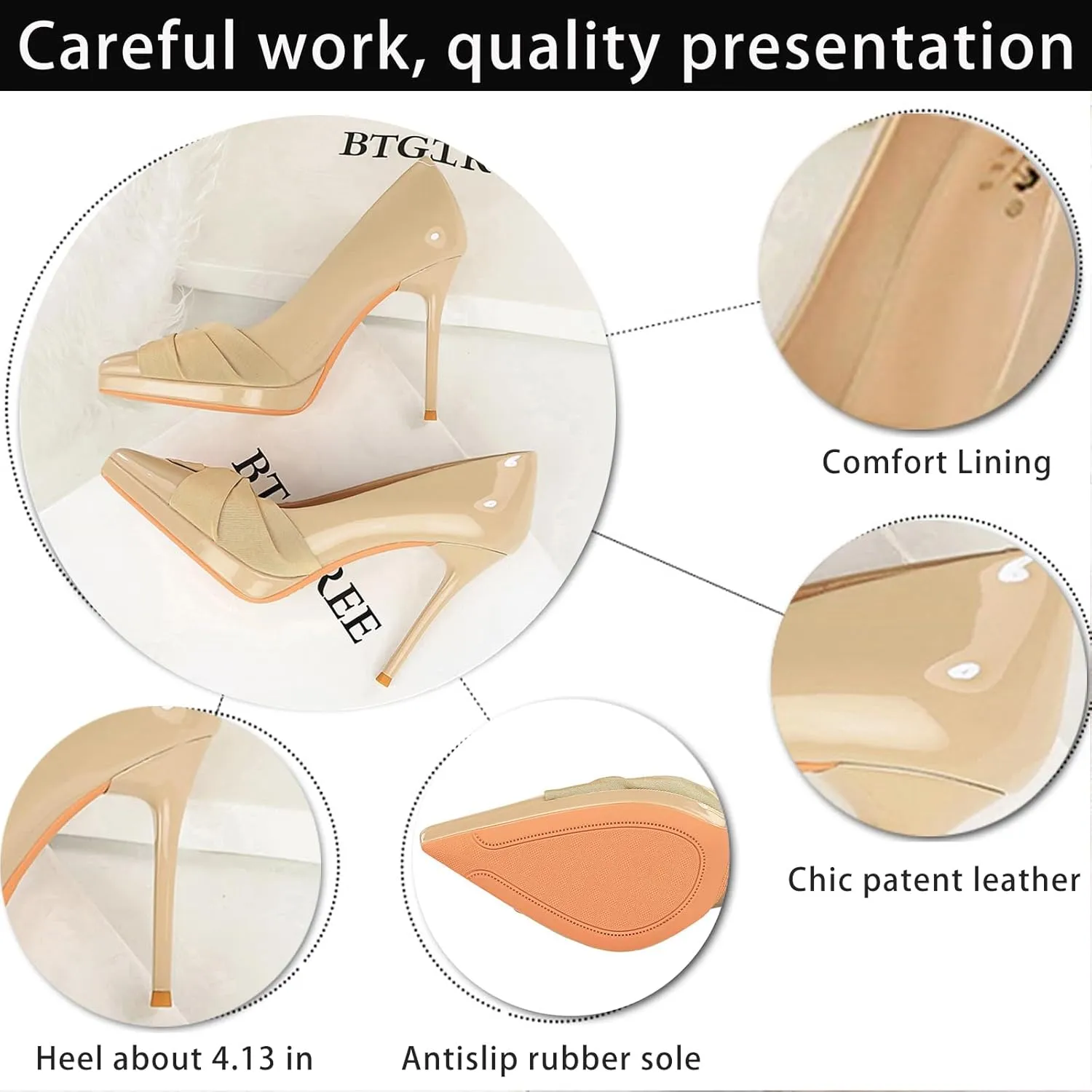 Women's Patent Leather Stylish Pointed Toe High Heel Pumps Elegant Bow Slip On Stiletto Party Wedding Pumps