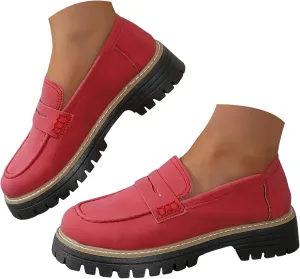 Womens Pink Suede Platform Loafers, Casual Slip-Ons, Size US 7 to 10
