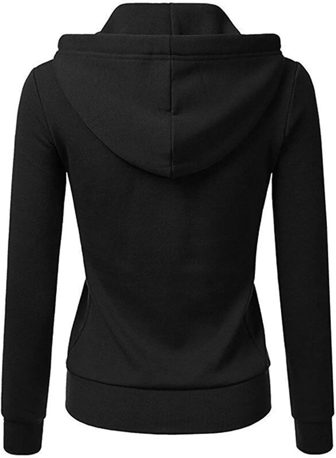 Womens Plain Zip Up Hoodie Ladies Fleece Long Sleeve Hooded Sweatshirt Top with Pockets Soft Spring Fall Outwear