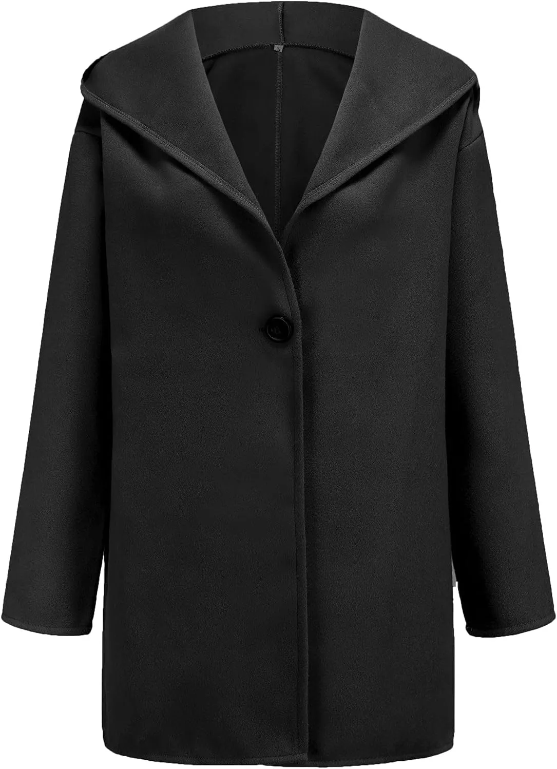 Womens Plus Size Winter Coats Warm Single Breasted Wool Blend Pea Coat Dressy Fashion Overcoat Trench Jacket with Hood