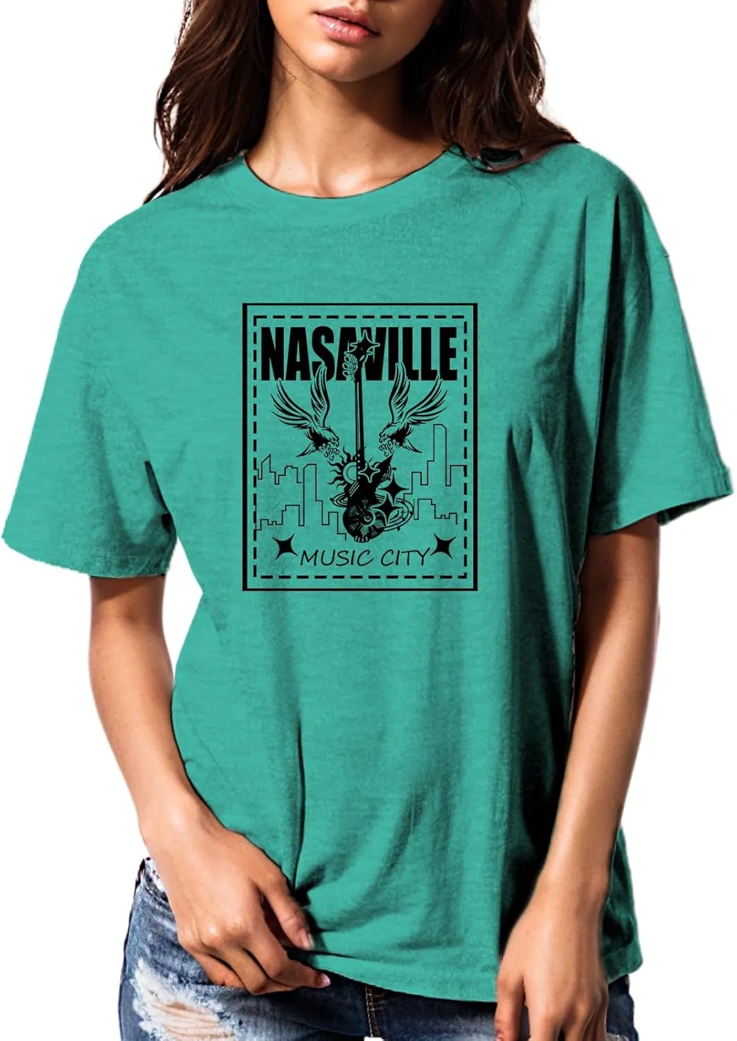 Womens T Shirts Nasaville Concert Country Music Shirt Rock Band Vintage Tee Summer Short Sleeve Graphic Tops