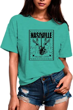 Womens T Shirts Nasaville Concert Country Music Shirt Rock Band Vintage Tee Summer Short Sleeve Graphic Tops
