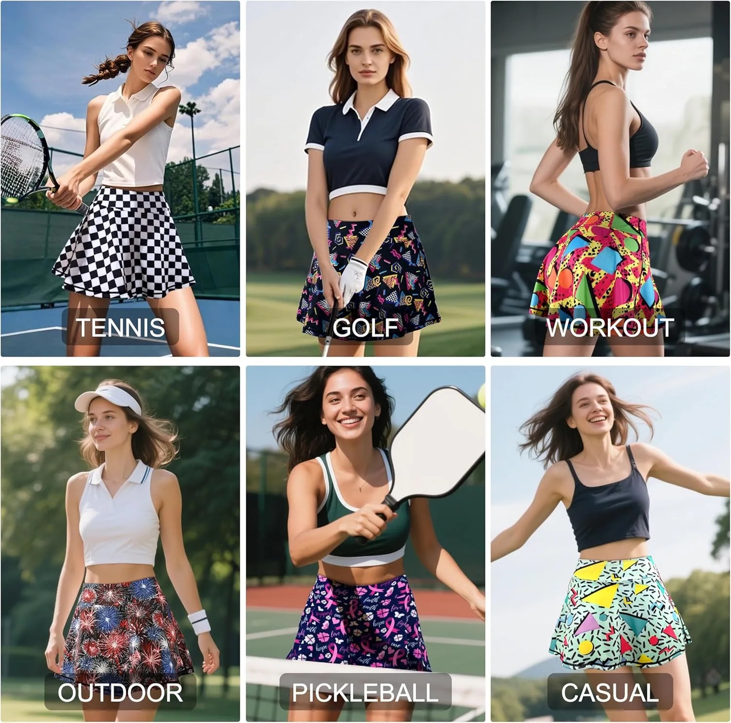 Women's Tennis Golf Skirts Skorts High Waisted Athletic with Shorts Pockets for Workout Casual Running