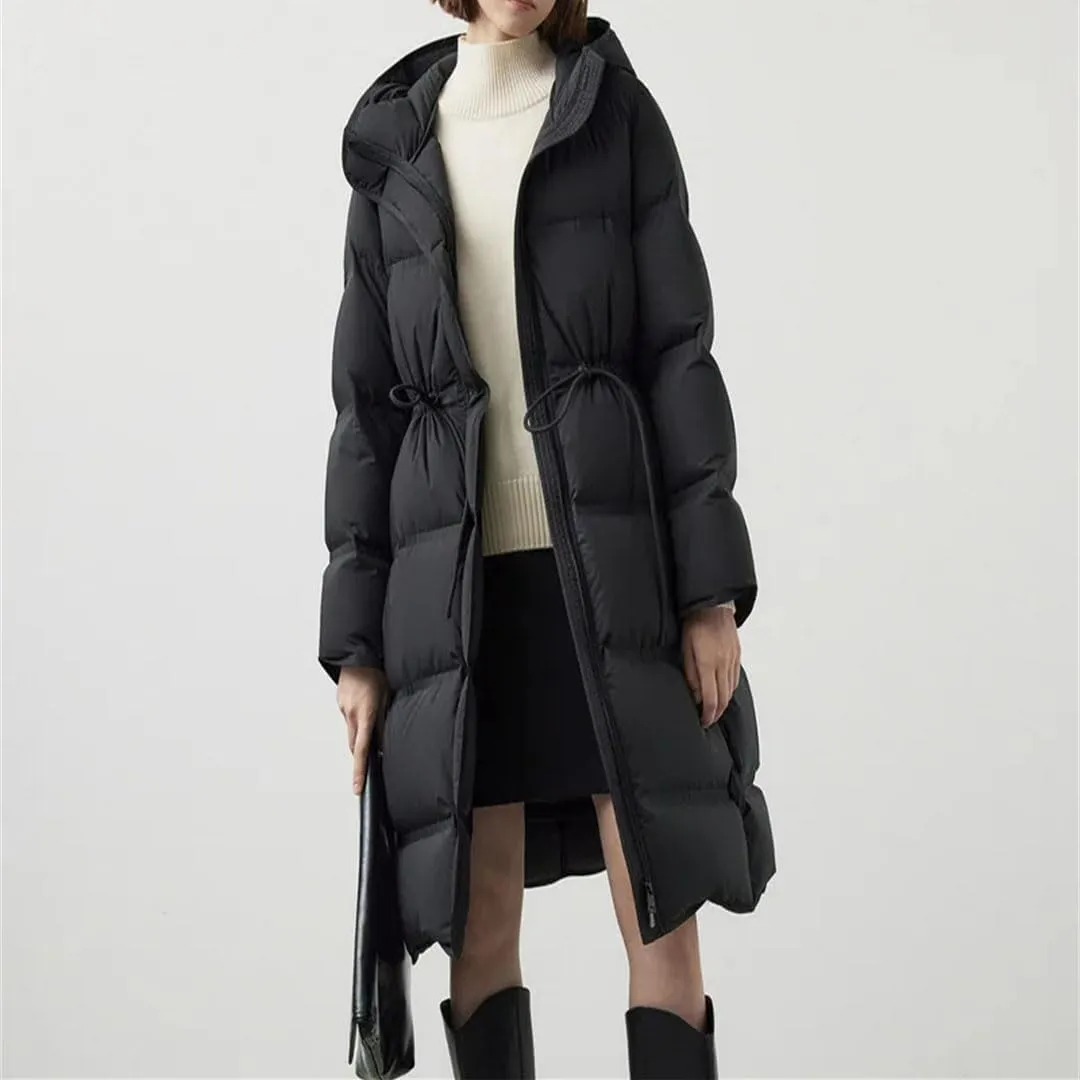 Women's Thick Mid-Length Hooded Down Jacket Warm Parka Female Slim Puffer Coats