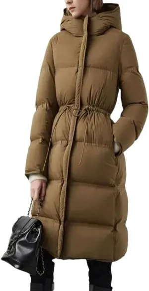 Women's Thick Mid-Length Hooded Down Jacket Warm Parka Female Slim Puffer Coats