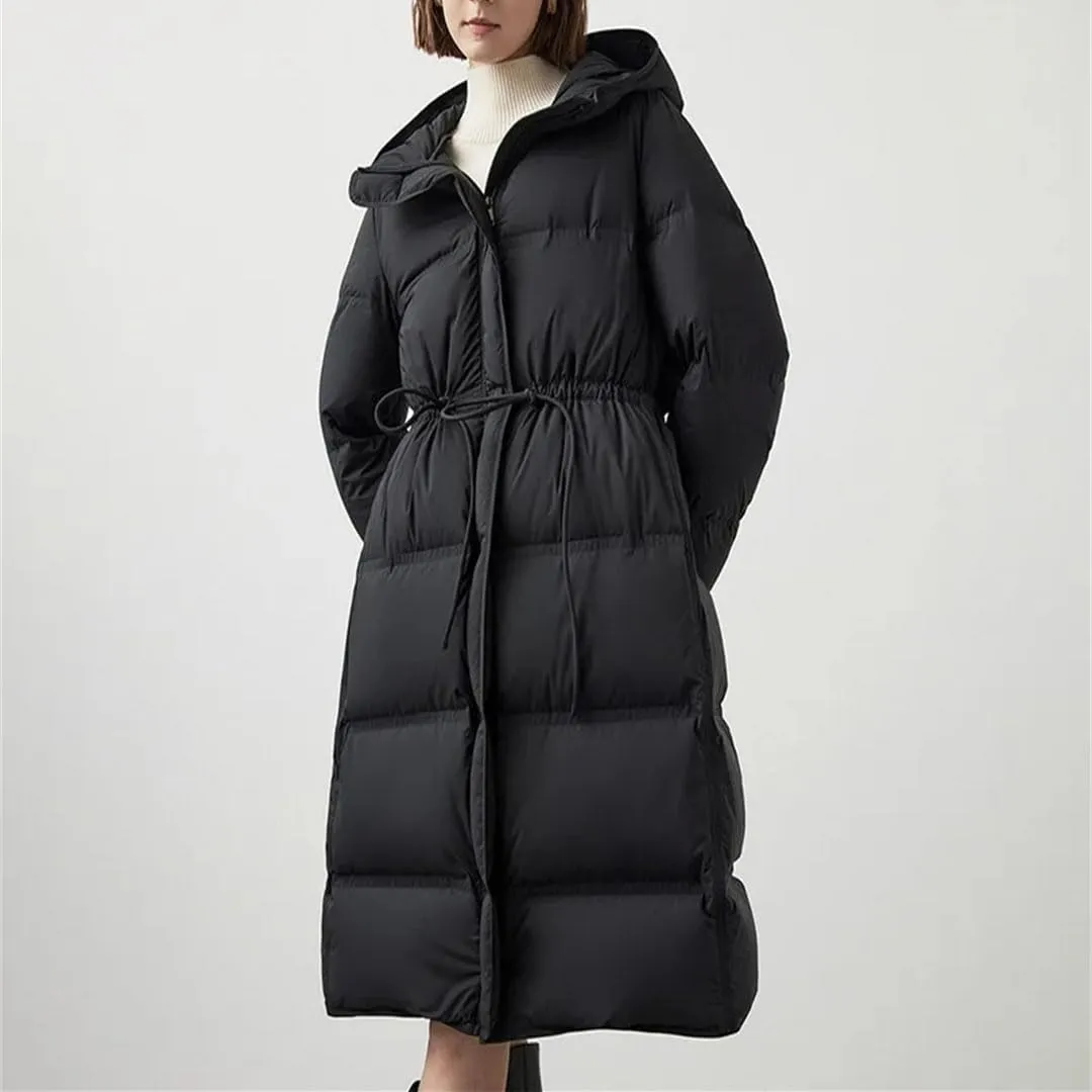 Women's Thick Mid-Length Hooded Down Jacket Warm Parka Female Slim Puffer Coats
