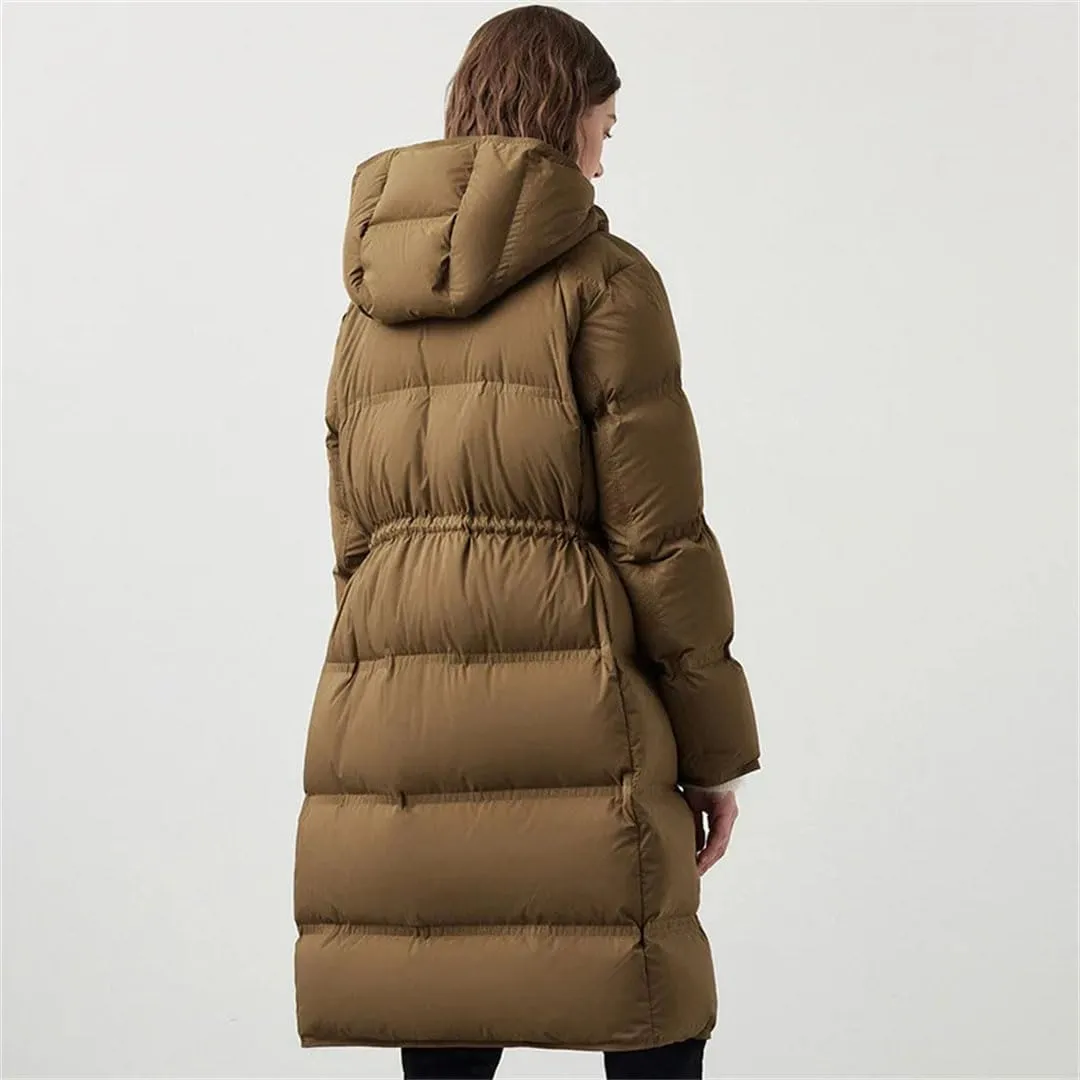Women's Thick Mid-Length Hooded Down Jacket Warm Parka Female Slim Puffer Coats