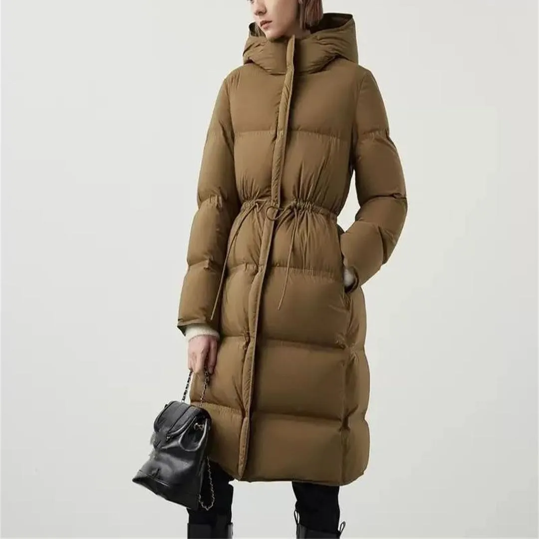Women's Thick Mid-Length Hooded Down Jacket Warm Parka Female Slim Puffer Coats