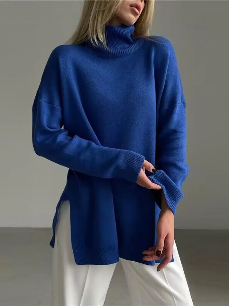 Women's Turtleneck Oversized Sweaters Long Sleeve Warm Pullover Knit Tops