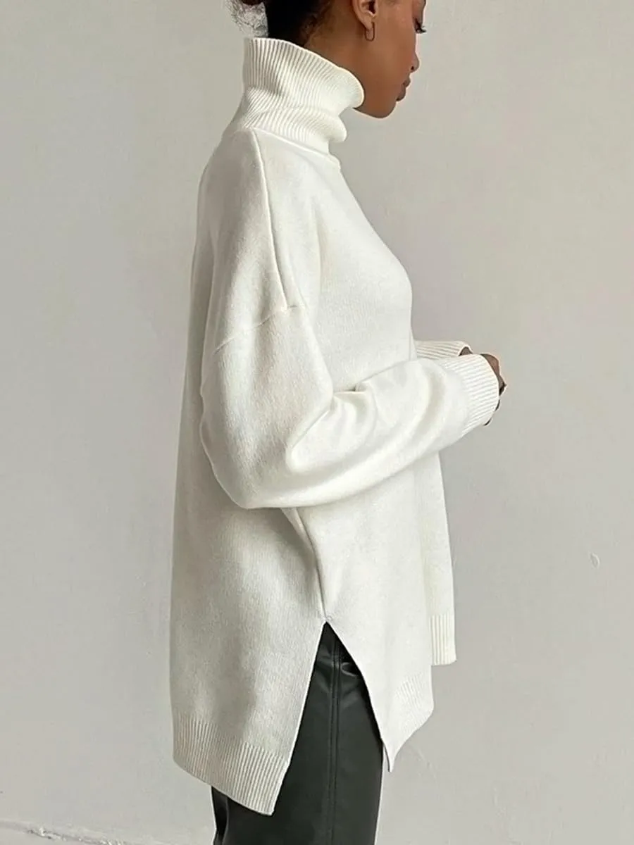 Women's Turtleneck Oversized Sweaters Long Sleeve Warm Pullover Knit Tops