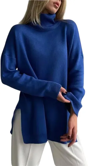 Women's Turtleneck Oversized Sweaters Long Sleeve Warm Pullover Knit Tops