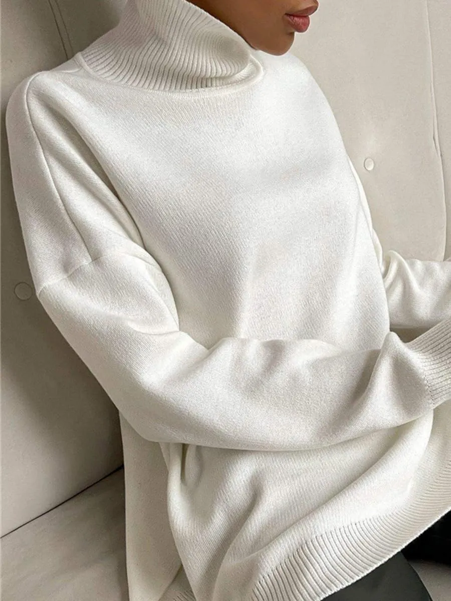 Women's Turtleneck Oversized Sweaters Long Sleeve Warm Pullover Knit Tops