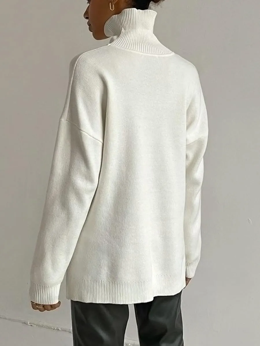 Women's Turtleneck Oversized Sweaters Long Sleeve Warm Pullover Knit Tops
