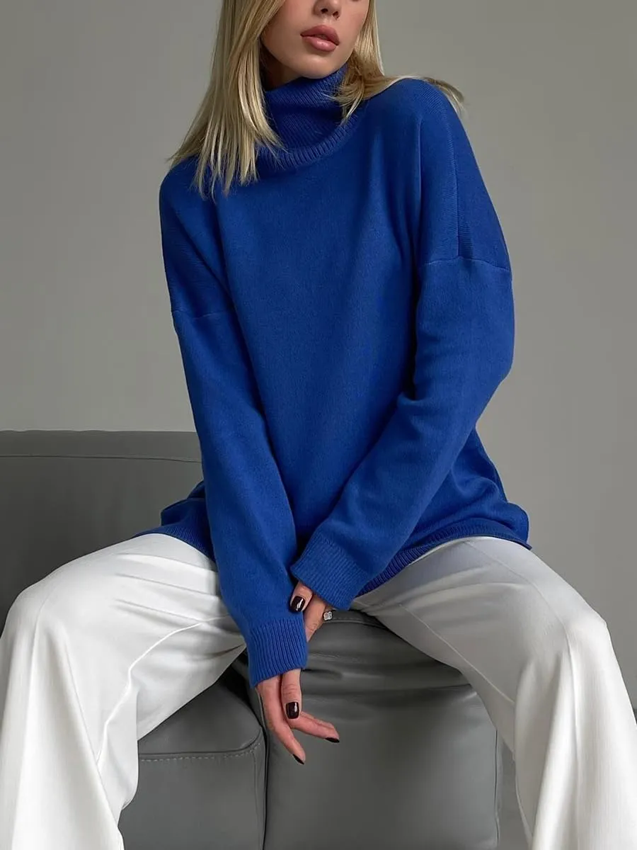 Women's Turtleneck Oversized Sweaters Long Sleeve Warm Pullover Knit Tops