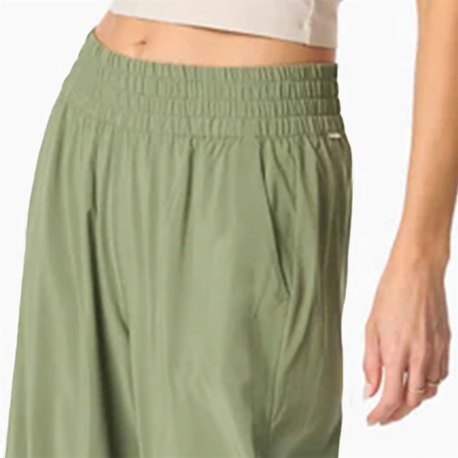 Womens Wide Leg Pants Summer Flowy Palazzo Casual High Waist Elastic Pants Beach Vacation Trousers with Pockets