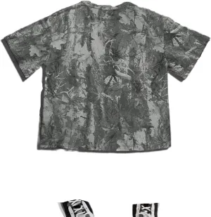 Women's Y2K Camo Print Shirts Oversized Camouflage Tops Crew Neck Basic T Shirt Casual Summer Blouse