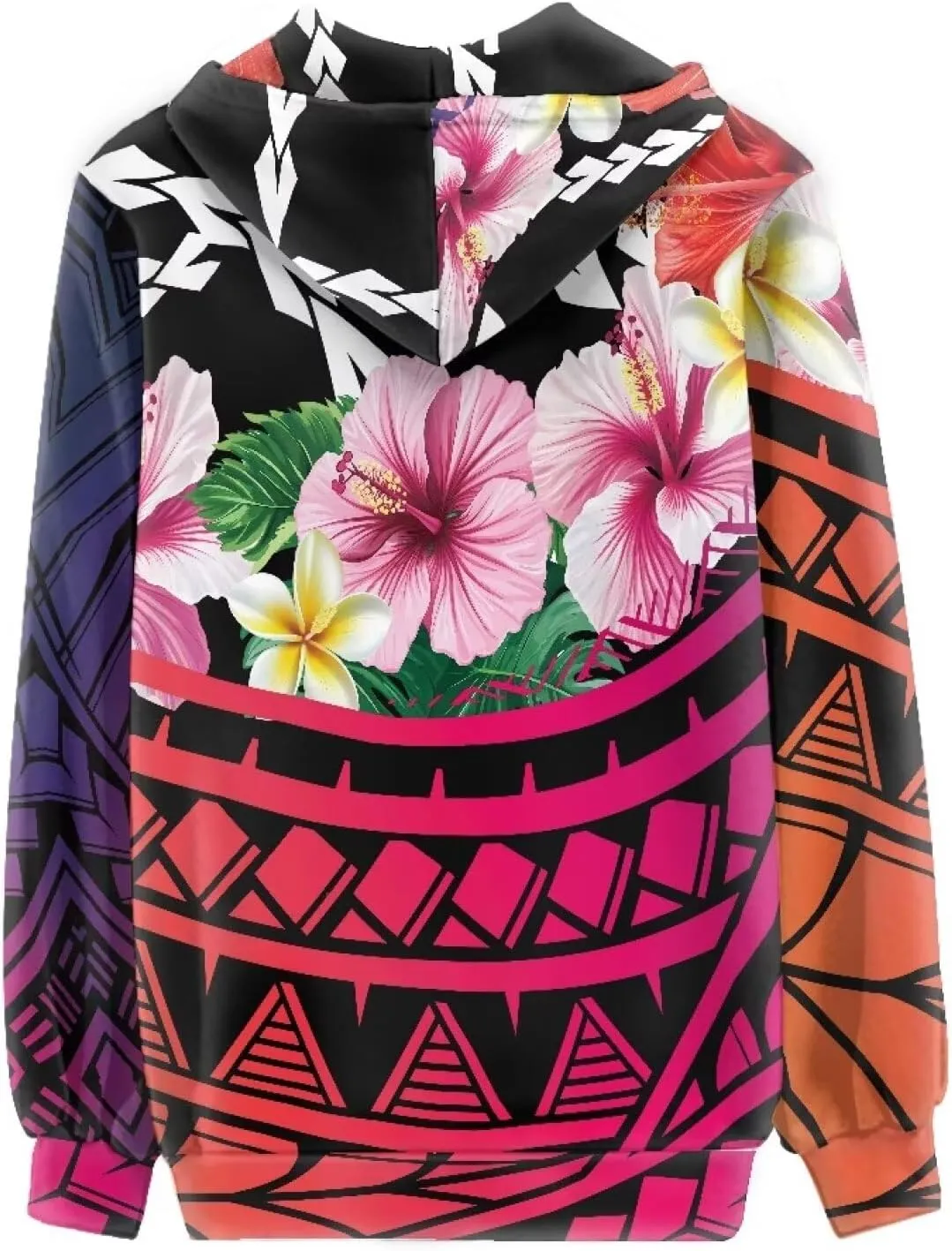 Women's Zip Up Samoa Tapa Polynesian Tribal Hoodies Jacket Samoan Puletasi Drawstring Long Sleeve Sweatshirt