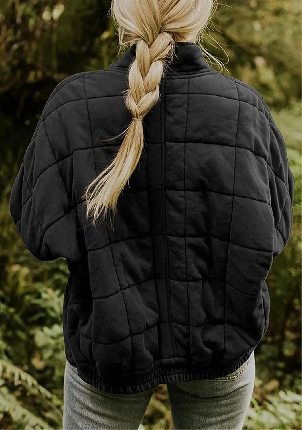 YMING Women's Baggy Lightweight Puffer Jacket Long Sleeve Zip Up Down Coat Quilted Warm Winter Down Coat With Pockets
