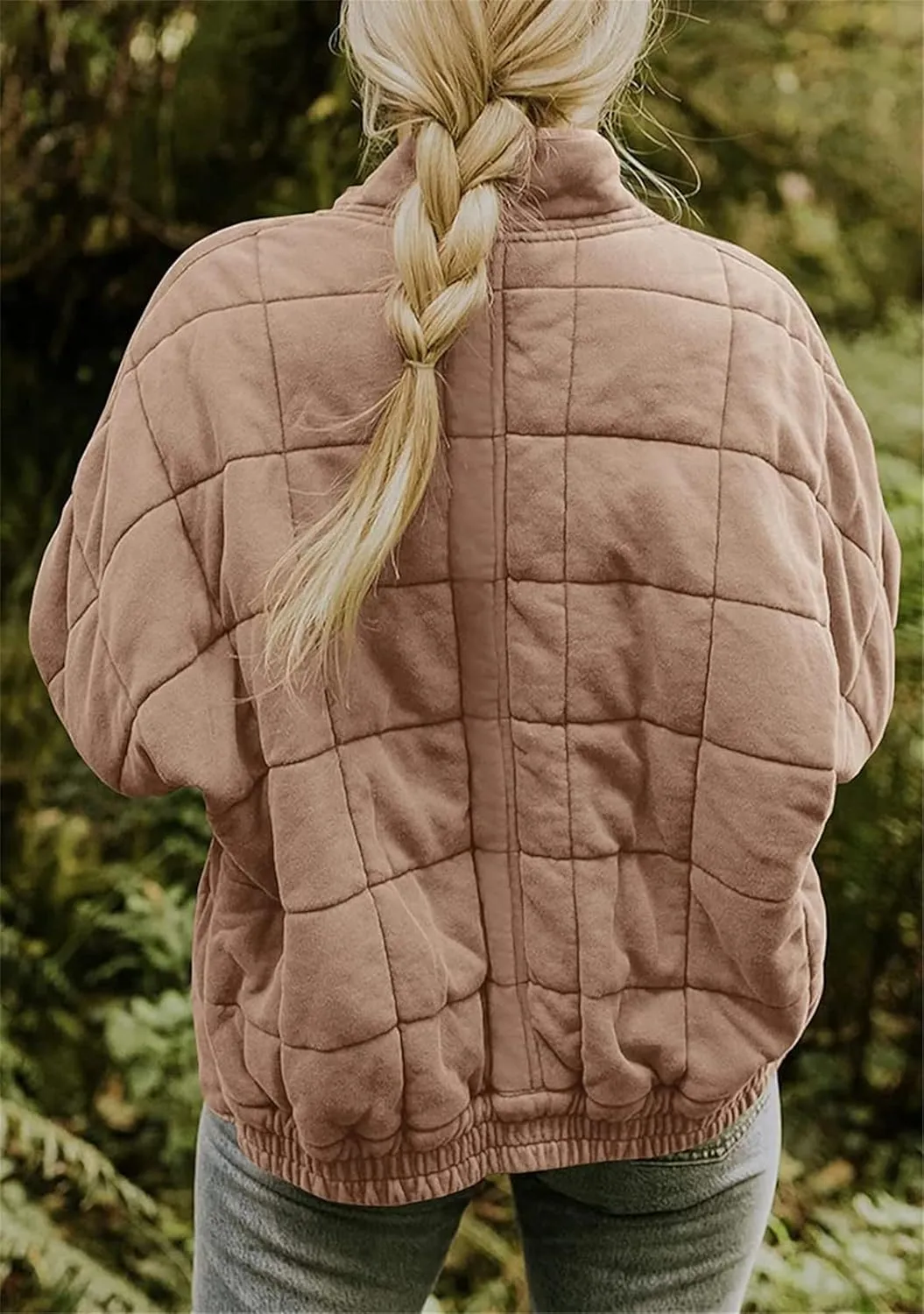 YMING Women's Baggy Lightweight Puffer Jacket Long Sleeve Zip Up Down Coat Quilted Warm Winter Down Coat With Pockets
