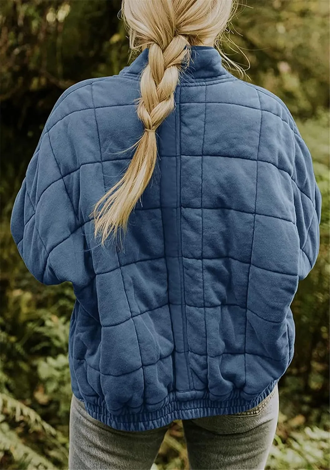 YMING Women's Baggy Lightweight Puffer Jacket Long Sleeve Zip Up Down Coat Quilted Warm Winter Down Coat With Pockets