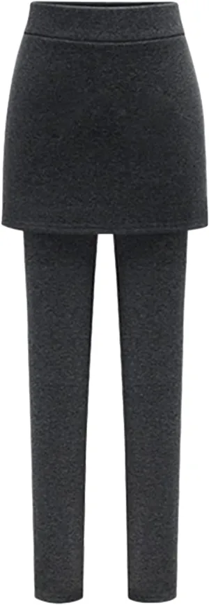 YMING Womens Fleece Lined Skirted Leggings High Waist Tummy Control Yoga Pants Thermal Slimming Attached Pants Skirts