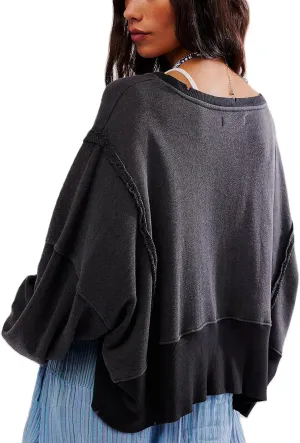 Yuemengxuan Womens Y2k Oversized Sweatshirt Scoop Neck Pullover Tops Batwing Sleeve Cropped Sweatshirts Fall Outfits