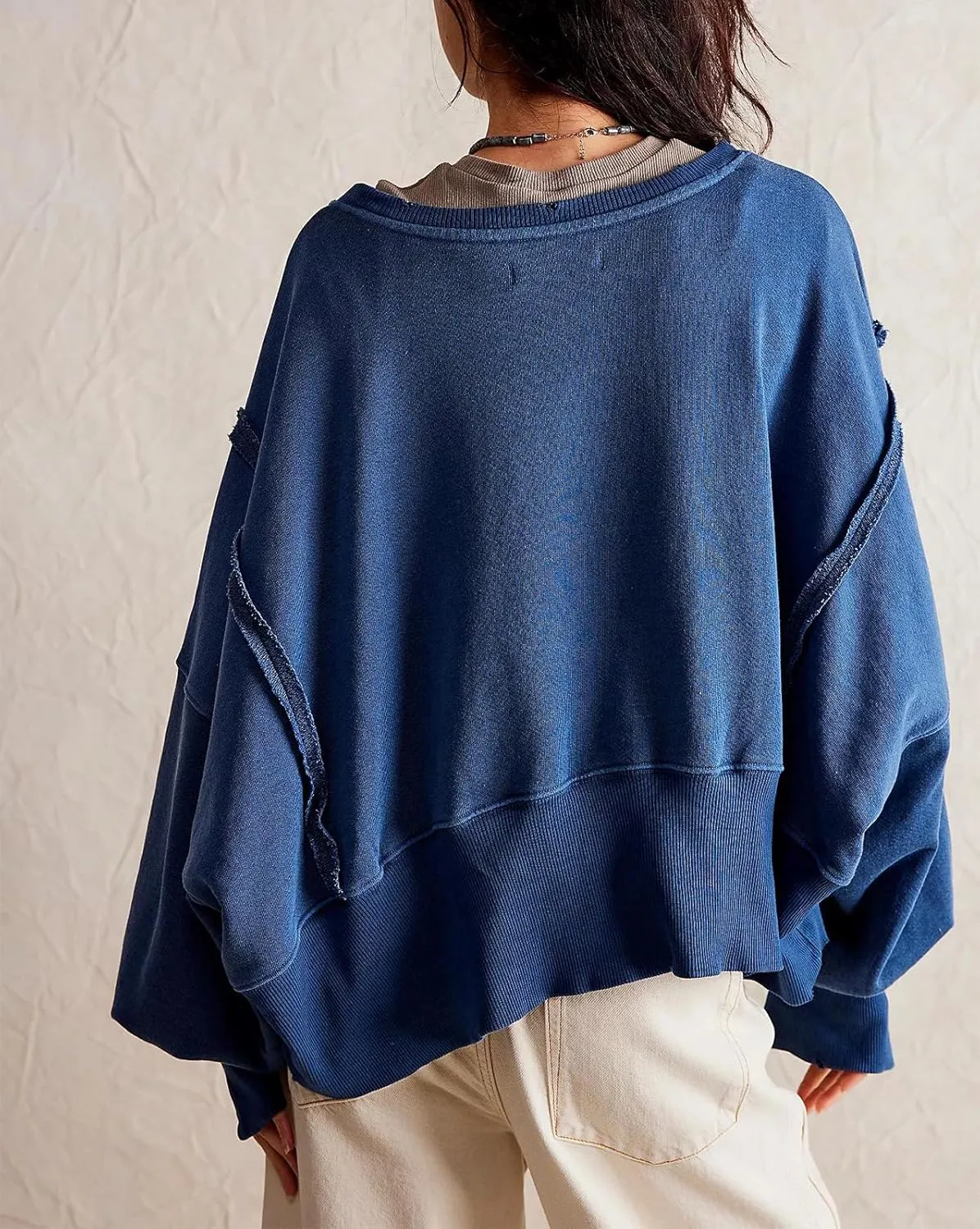 Yuemengxuan Womens Y2k Oversized Sweatshirt Scoop Neck Pullover Tops Batwing Sleeve Cropped Sweatshirts Fall Outfits