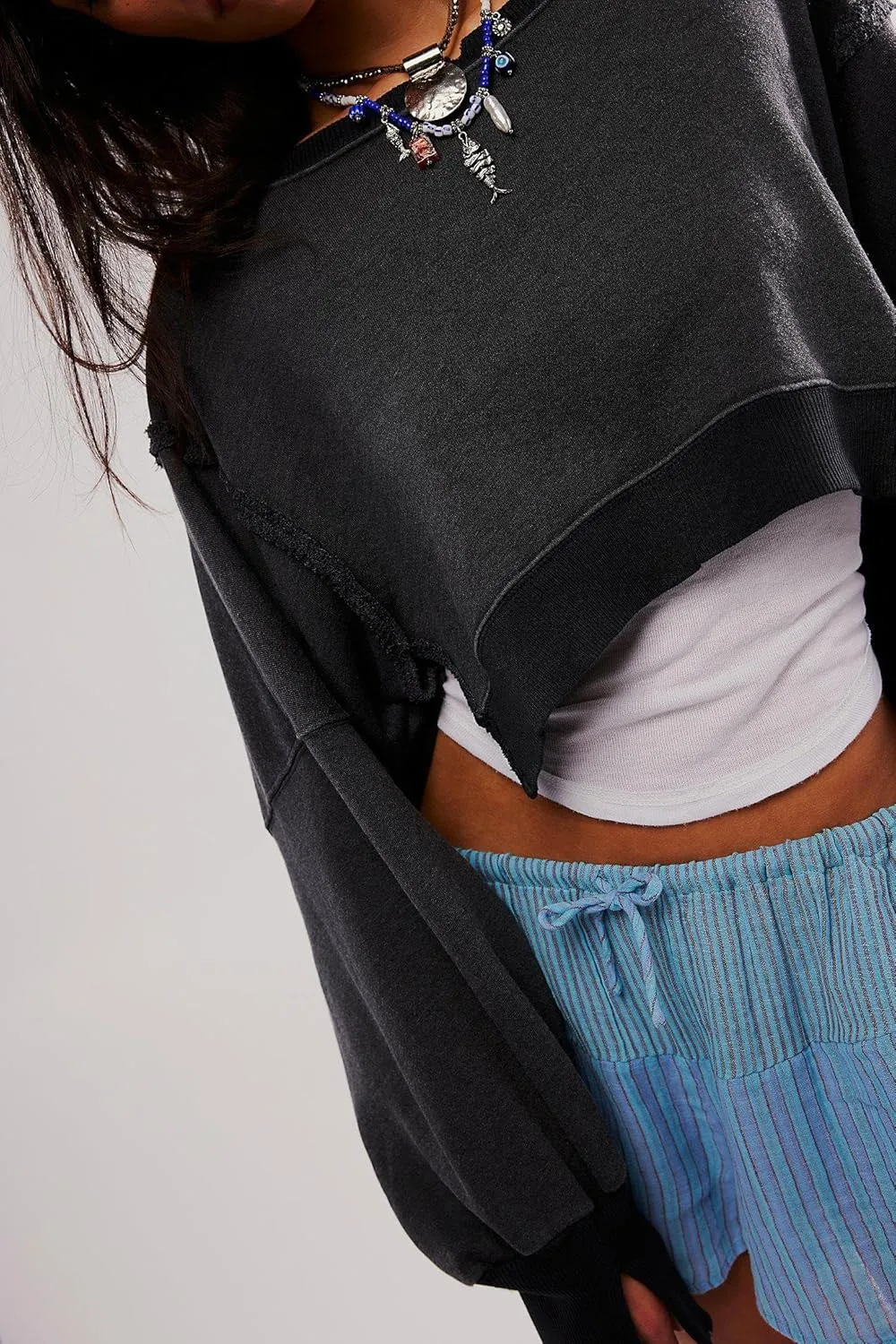 Yuemengxuan Womens Y2k Oversized Sweatshirt Scoop Neck Pullover Tops Batwing Sleeve Cropped Sweatshirts Fall Outfits