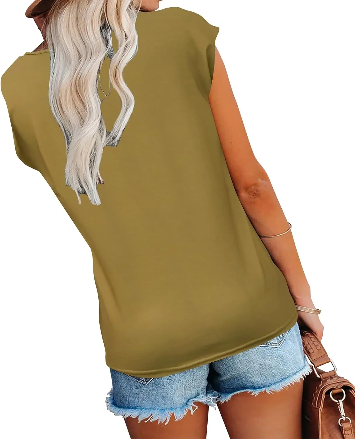 Zyyfly Womens Cap Sleeve Tank Tops V Neck Graphic Summer Shirts Loose Fit