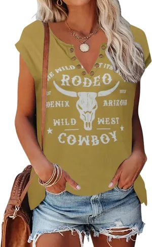 Zyyfly Womens Cap Sleeve Tank Tops V Neck Graphic Summer Shirts Loose Fit
